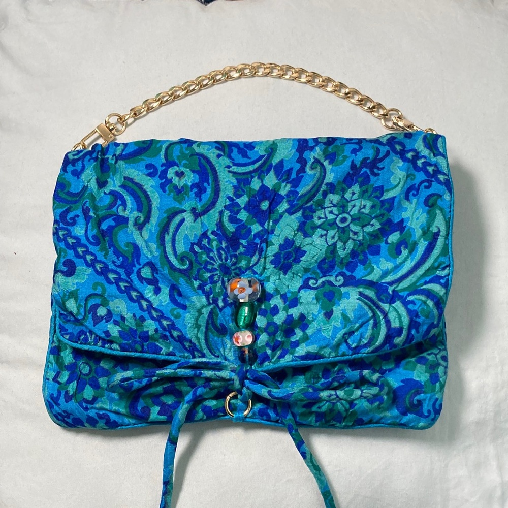 60’s inspired Elegant Blue and Green Patterned Women's purse